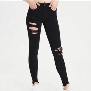 American Eagle black ripped jeggings